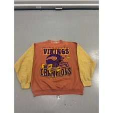 Vtg 90s Tultex Minnesota Vikings Crewneck Sweatshirt XL NFL Big Logo Purple