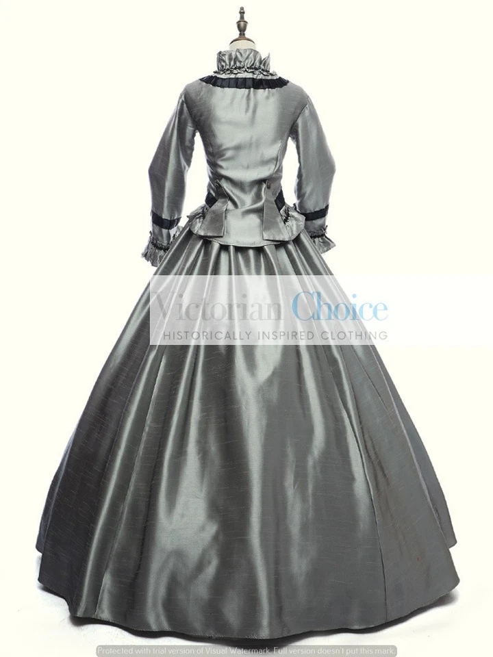 Victoriano Dickens Guerra Civil Tafetán Día Vestido Mujer Pequeña Teatro Disfraz 170 Foto 4 de 4