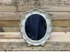 Vintage  Syracuse Ornamental Co. Ivory & Gold Wood Framed Vanity Mirror w/Stand