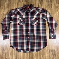 Vintage Ely Plains Western Pearl Snap Shirt Mens Large Red Plaid Cowboy Y2K