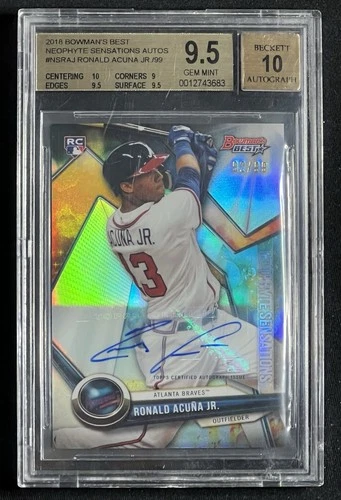 Ronald Acuna Jr RC Auto /99 2018 Bowman's Best Neophyte Sensations BGS 9.5 Gem!