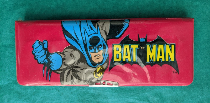 Rare Vintage 1970's Batman Pen & Pencil Case Holder Box DC Comics Thailand