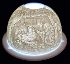 NIB BERNARDAUD LIMOGES CHRISTMAS NATIVITY FAIRY LAMP LITHOPHANE & BOX TEA LIGHT
