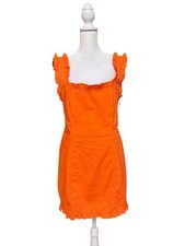 J.Crew Orange Ruffle Strap Dress Size 8 Cotton Stretch Mini NWT