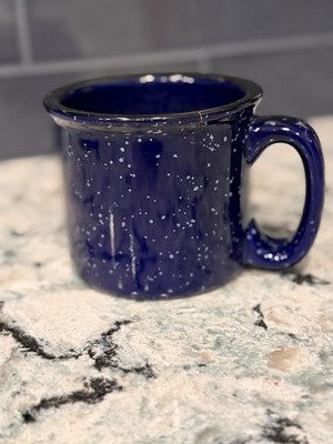 Unbranded Blue & Black Speckled Ceramic Campfire Style Coffee Mug 14 oz. - NICE