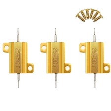 3 Pieces 25W 5 Ohm High Power Aluminum Housed WireWound Resistor with Screws