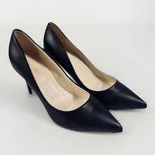 Nine West Etta Black Leather Pointed Toe Stiletto Pumps Womens 6M