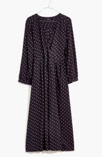 NWT Madewell Faux-Wrap Polka Dot Midi Dress V-Neck True Black - Purple • Size XL