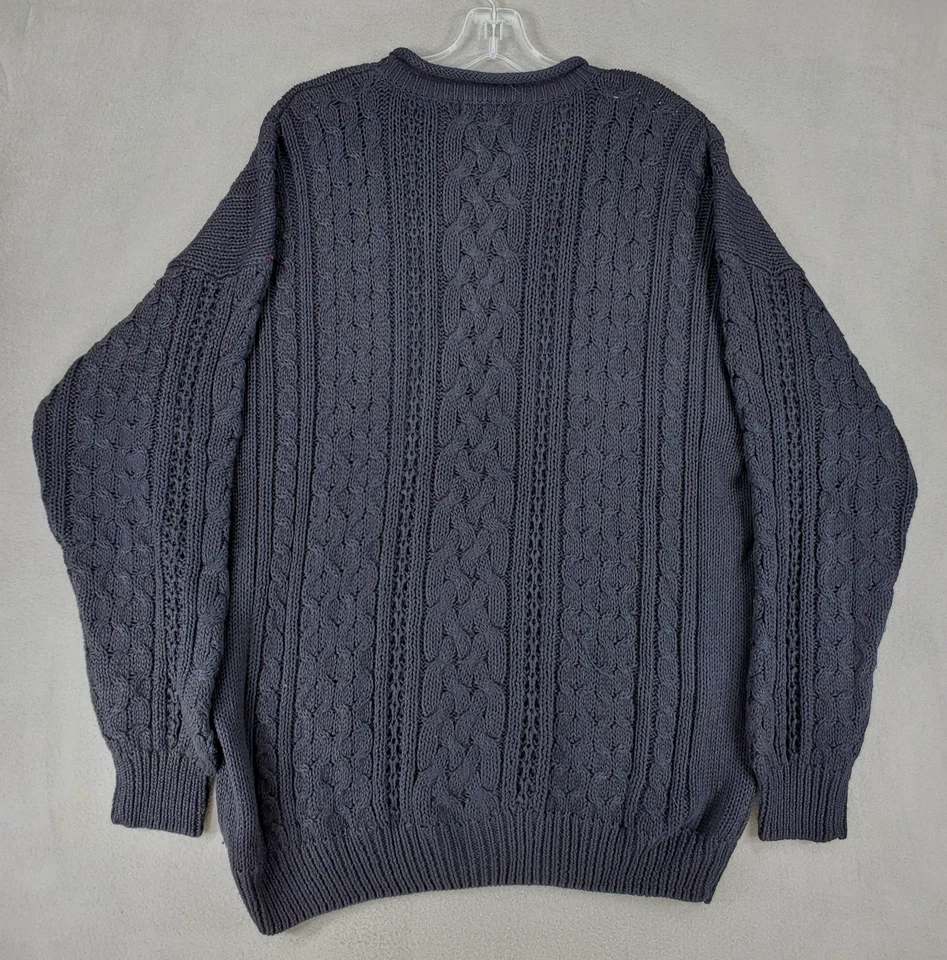 Structure Cable Knit Black Sweater Roll Neck Mens Size L Oversized Fisherman - Image 4 of 4