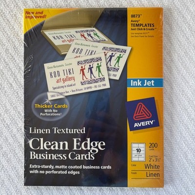 Avery Clean Edge Business Cards White Linen Textured for Ink Jet 200 Cards