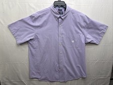 Chaps Men's Easy Care Short Sleeve Button Dress Shirt Purple White Easter XL