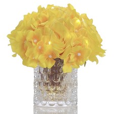 Rose Silk Flower Arrangement Artificial Vivid Rose in Glass Vase with LED Lig...