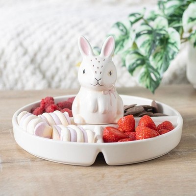 Bunny Chip & Dip Snack Schale Keramik Servierplatte Küche Geschenk