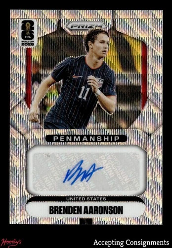 2026 Panini Prizm World Cup Penmanship Prizms Wave #9 Brenden Aaronson AUTO