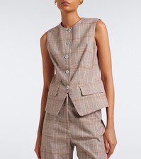 veronica beard Lois plaid cotton and linen-blend vest 500 Size 2