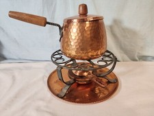 SIGG Switzerland Hammered Copper Fondue Pot w/Iron Stand, Tray, Burner, NICE!