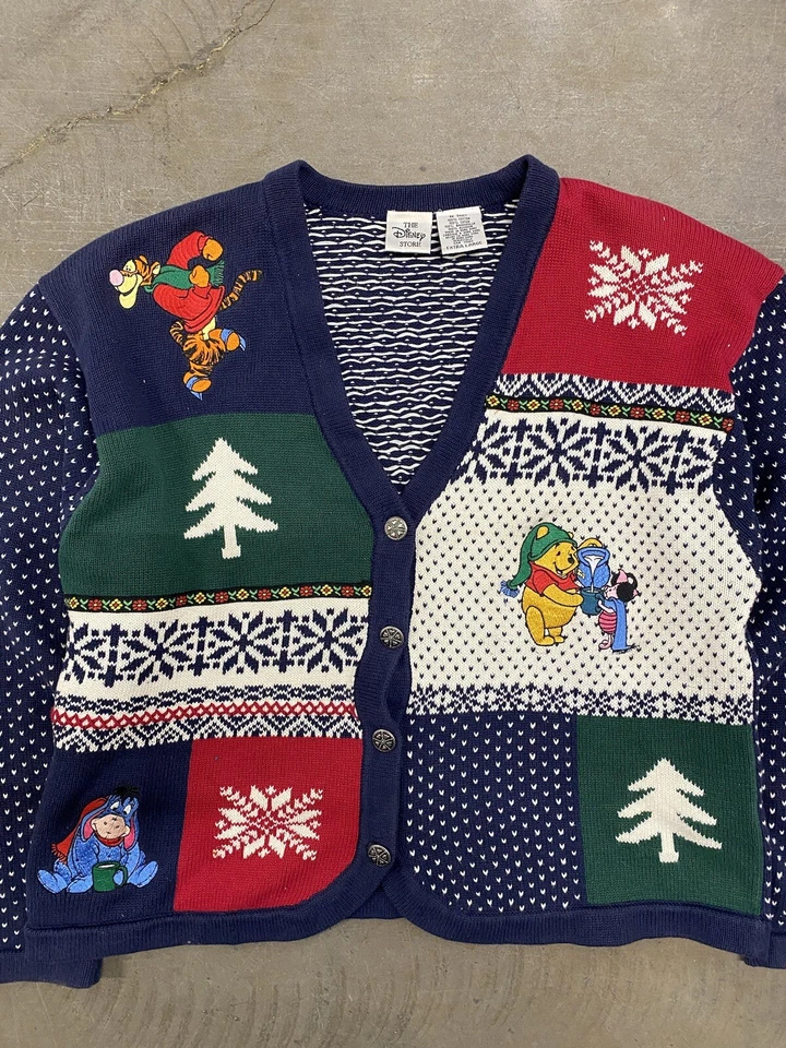 Vintage Winnie The Pooh Cardigan Sweater XL Disney Store Christmas Holiday - Image 2 of 4