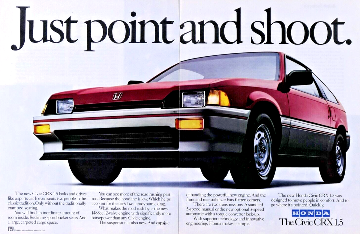 1984 Honda Civic CRX Vintage Point And Shoot Original Vintage