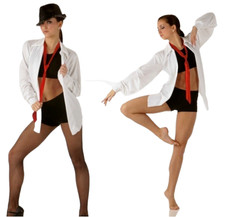 Lot of 8 She Said Child 5-CM  3-CXL Dance Costume Shirt, Tie, Shorts  Crop Top