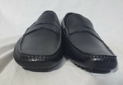 Nordstrom Brody Pebbled Soft Black Leather Slip on Penny Loafer Sz 10.5 M Nordstrom Brody Pebbled Soft Black Leather Slip On Driving  main image 3