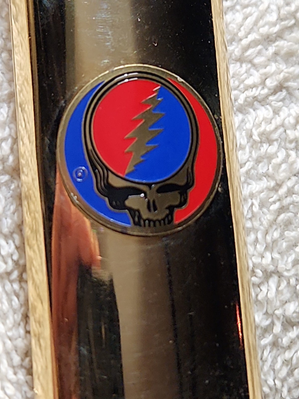 Vtg Lighter case GRATEFUL DEAD Concert Sleeve Music Gold Cover Holder For Bic