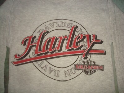VTG 80s HARLEY DAVIDSON MOTORCYCLES THERMAL WAFFLE LS T SHIRT