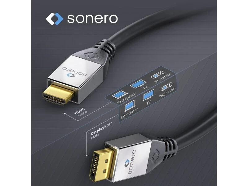5m DisplayPort DP HDMI Kabel Adapter 4K DP 1.2 auf HDMI 1.4 Konverter PS5 Sonero - Bild 3 von 4