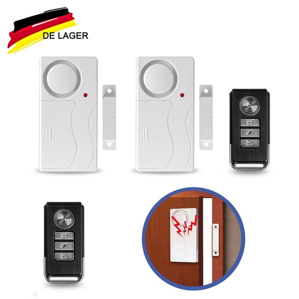 2× TüRalarm Fensteralarm Alarmanlage 110Db Sirene Sensoren Mit 2 Fernbedienungen-image