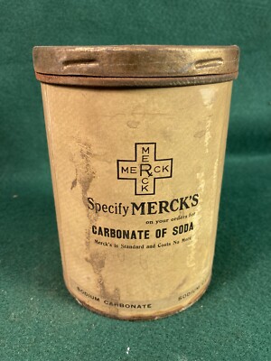 Vintage Merck 1 lb Sodium Carbonate Container