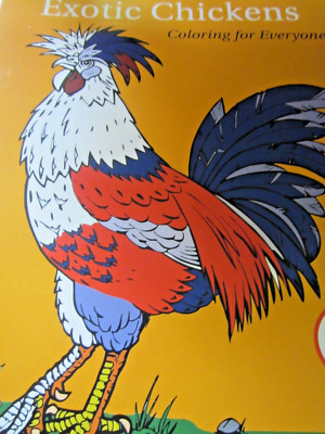 W008, Antistress Coloring Book, Exotic Chickens, 46 pages,