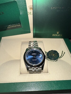 2024 Rolex Datejust 41mm Blue Dial Silver Jubilee Bracelet with Smooth Bezel