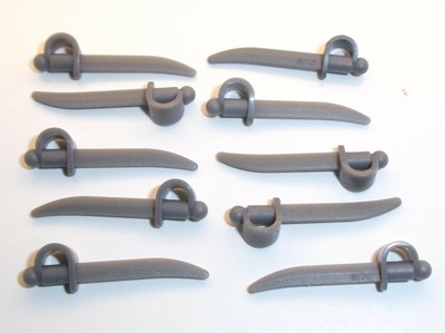 Lego Minifig Cutlass Pirate Sword x 2 Dark Stone Grey for Minifigure