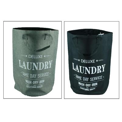 2 Stück Wäschebeutel Wäschesack Deluxe Laundry Schwarz Grau 33x50 cm Wäschekorb