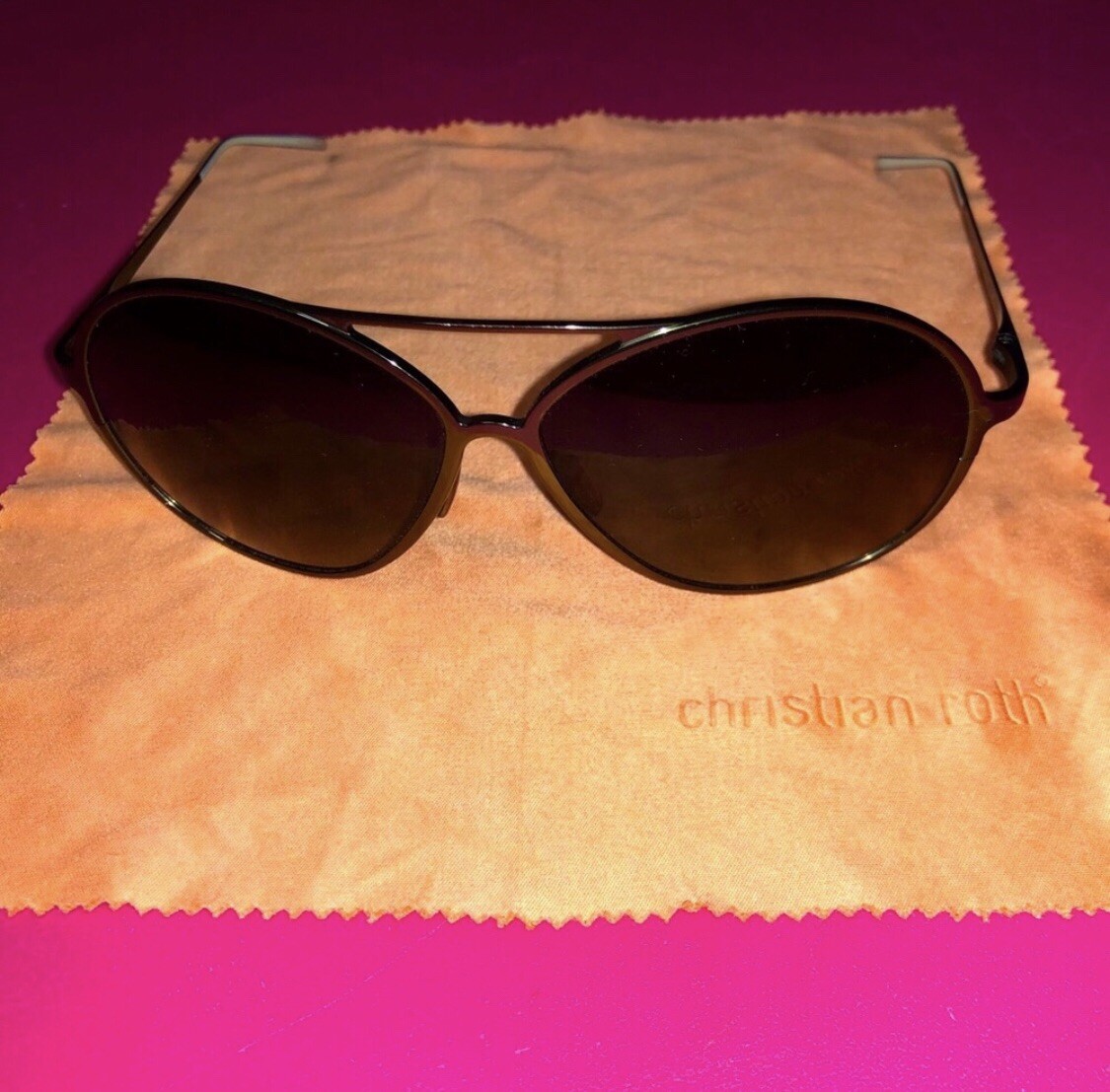 小物 Christian roth Design sunglasses Christian Roth Titanium Sunglasses Brown Unisex Handmade
