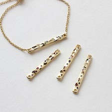 2pcs Long Bar Charm Connector,Cubic Zirconia Bar Pendant,Necklace Bracelet Charm