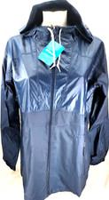 NEW Columbia Flashback Full Zip Hooded Windbreaker Navy Blue Jacket Women's L
