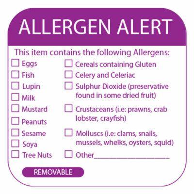 Food Allergen Warning Labels - Roll of 500 - Food Allergy Labels | eBay UK