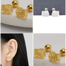 Hello Kitty Minimilist y2k Kawaii Cute Titanium Steel Screw Back Stud Earrings