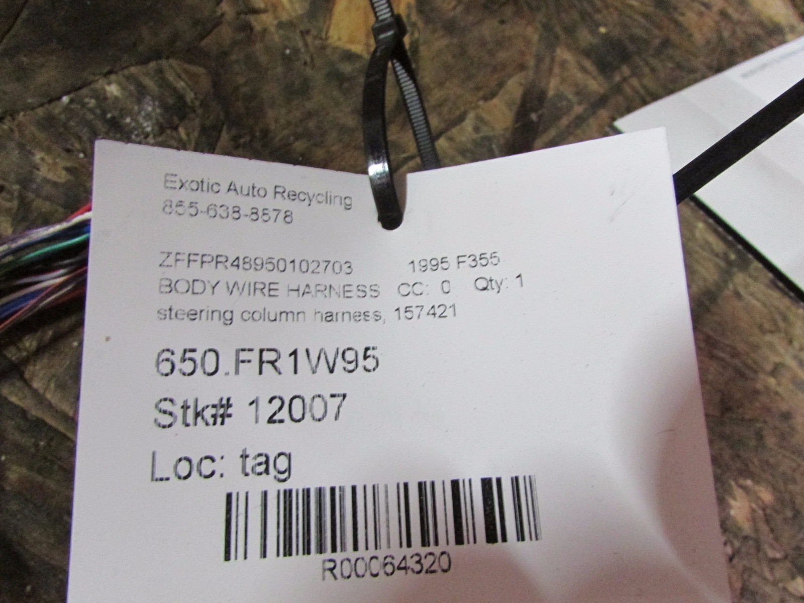 Ferrari 355, Steering Column Body Wiring Harness, Used, P/N 157421
