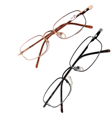 2 pair compact  READING GLASSES Gold / Silver tone  Fair view brand  power+1.25