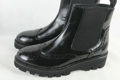 Baldinini Trend Leather Ankle Chelsea Boots Black Size 38 8 Made in Italy NEW