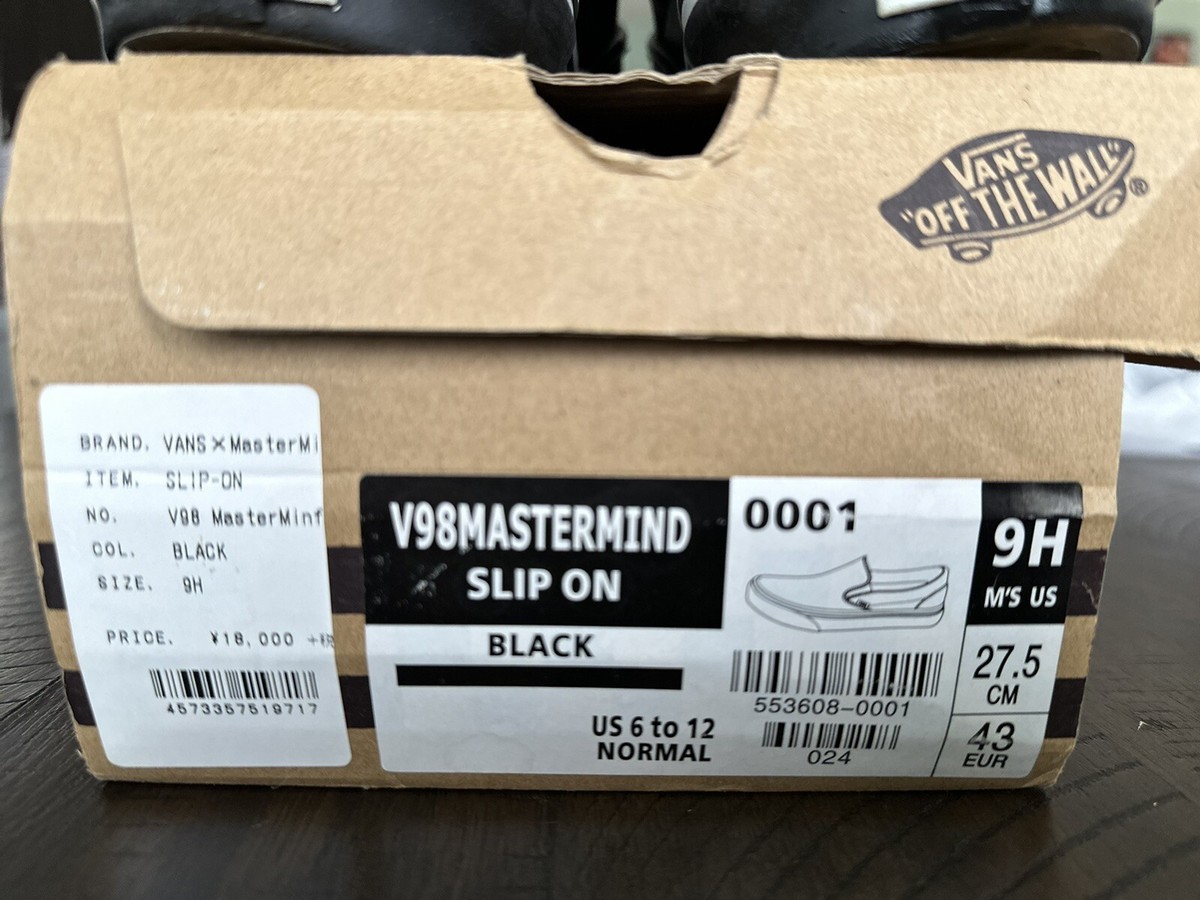 Mastermind Japan VANS Slip-on Black Skull Men Size 9.5 US | eBay