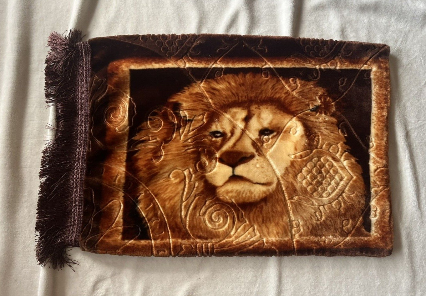 Funda de almohada vintage de tigre león funda de almohada felpa borlas suaves terciopelo 20x28 *