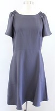 NWT Ann Taylor Loft Solid Gray Smocked Short Sleeve A Line Dress Size 6 Sheath