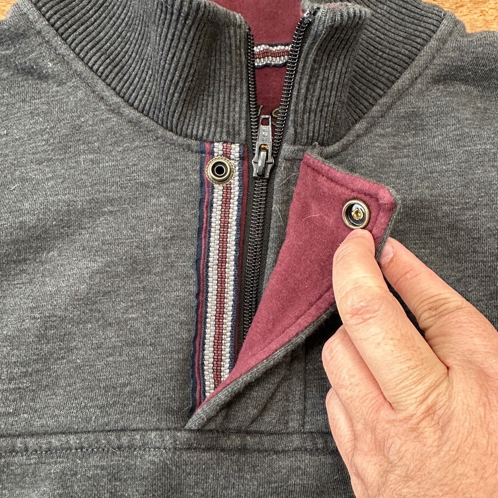 Orvis Quarter Zip Button Up Pullover Sweater Gray… - image 8