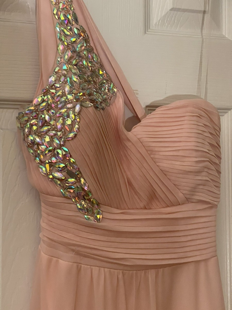 Formal Or Prom Dress Sz 9 Pink w/ Front Embellishments & Open Back Slats |  eBay
