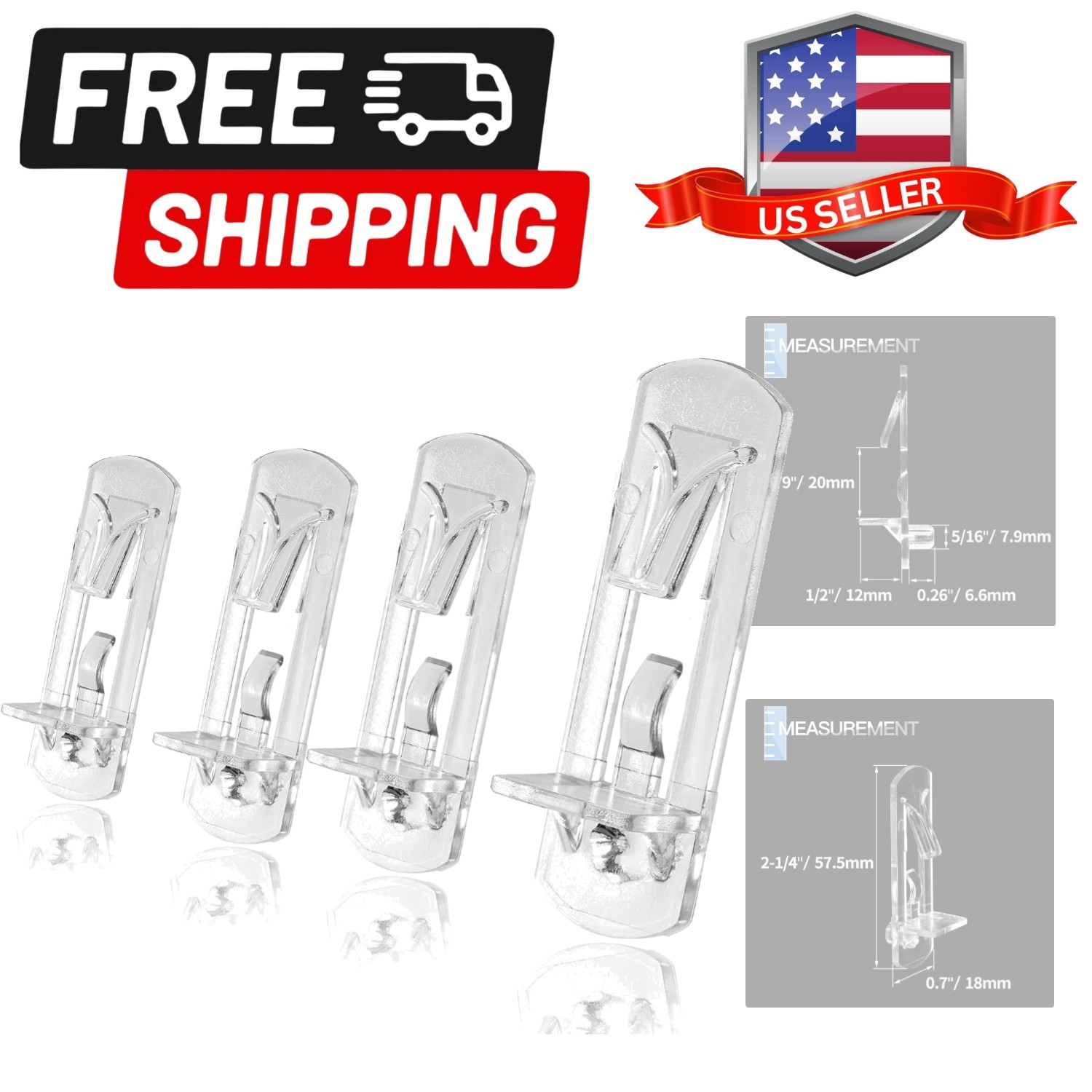 16pcs Locking Shelf Pins &ndash; 7.9mm Cabinet Shelf Pegs, Clear Plastic Shelf Clip...