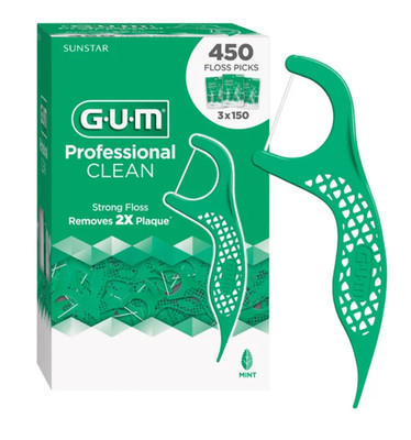 GUM Professional Clean Floss Picks, 150-count, 3-pack (450 total)
