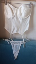 Panache TIFFANY BRIDAL 34D Corset Basque Bustier Thong Included. IVORY .  