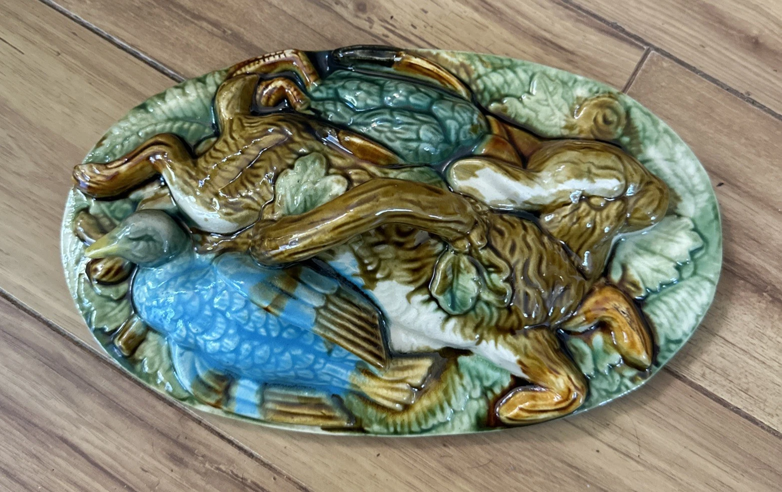 Minton Majolica Game Pie Dish Tureen LID ONLY with Rabbit and Fowl